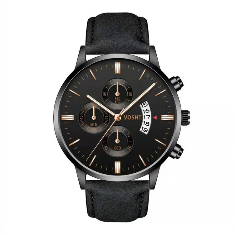 Men's Business Style Belt Calendar Watch With Imitation Leather Strap Alloy Case And Round Dial - Image 7