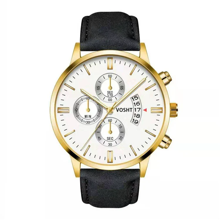 Men's Business Style Belt Calendar Watch With Imitation Leather Strap Alloy Case And Round Dial - Image 9