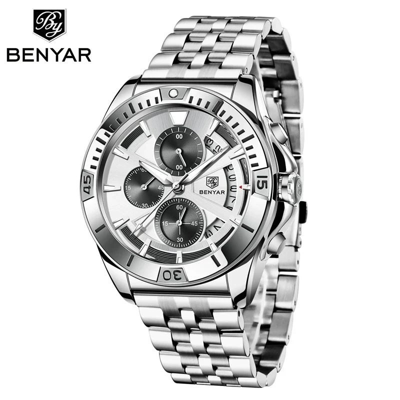 Men's Business Style Metal Case Stainless Steel Band Round Dial Quartz Multifunctional Waterproof Luminous Watch - Image 6