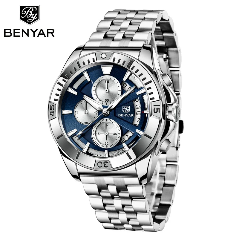 Men's Business Style Metal Case Stainless Steel Band Round Dial Quartz Multifunctional Waterproof Luminous Watch - Image 7