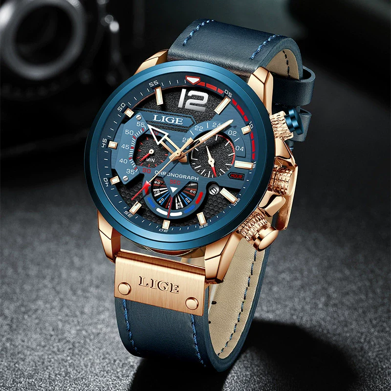 Men's Business Style Multifunctional Watch With Leather Strap Alloy Case And Stainless Steel Buckle - Image 3