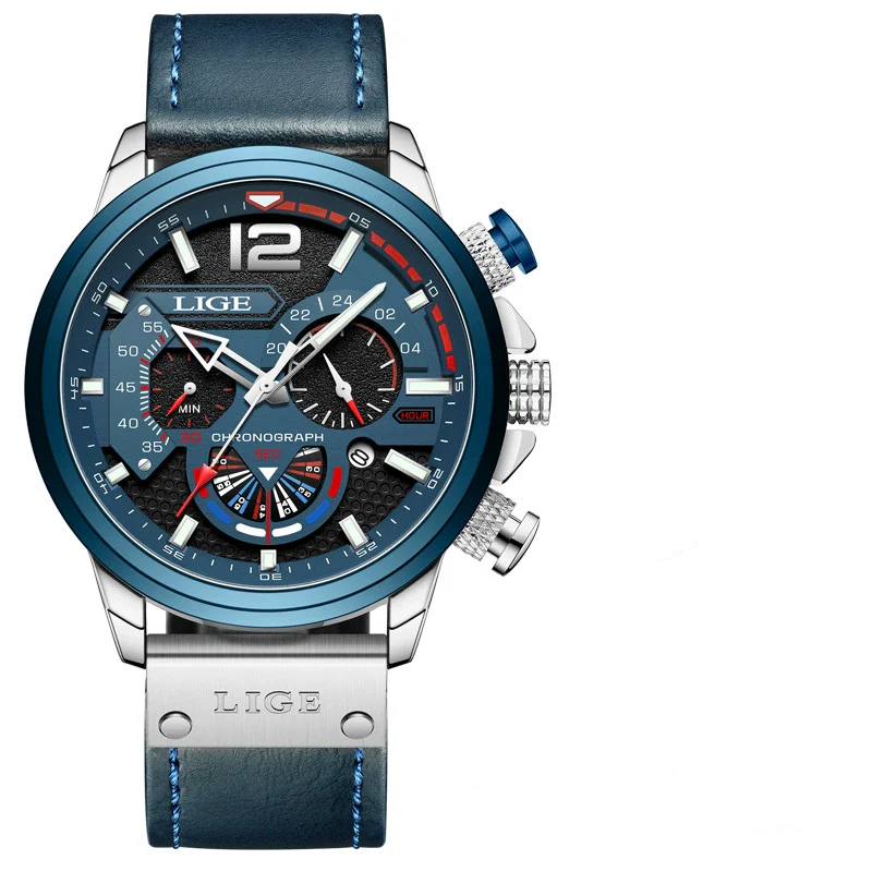 Men's Business Style Multifunctional Watch With Leather Strap Alloy Case And Stainless Steel Buckle - Image 8