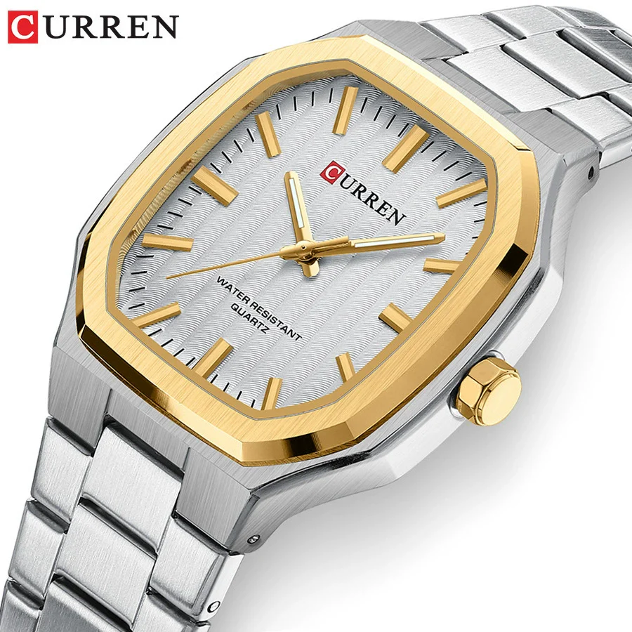 Men's Business Style Rectangular Square Steel Belt Watch Made Of Alloy Stainless Steel And Titanium