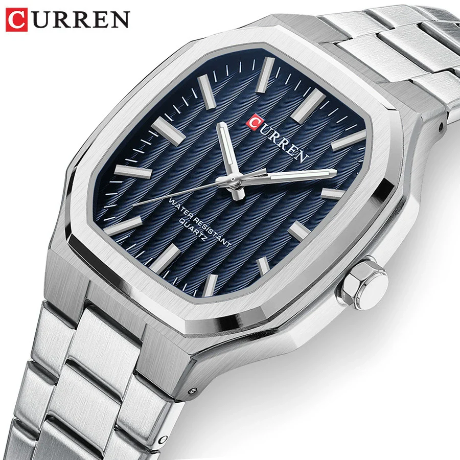 Men's Business Style Rectangular Square Steel Belt Watch Made Of Alloy Stainless Steel And Titanium - Image 3