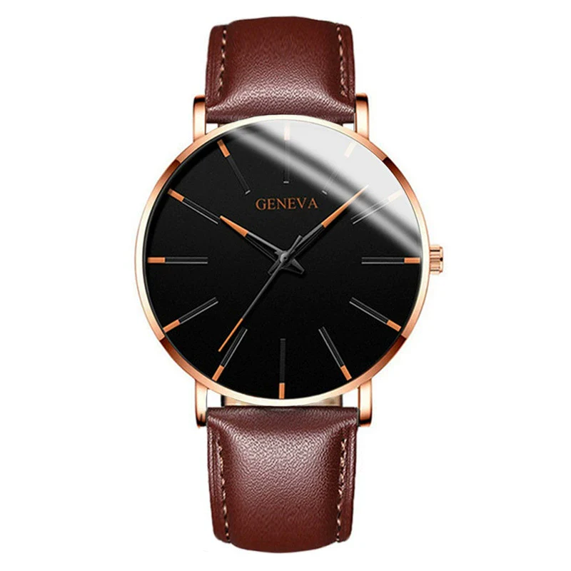 Men's Business Style Round Dial Alloy And Stainless Steel Quartz Watch With Printed Logo - Image 29