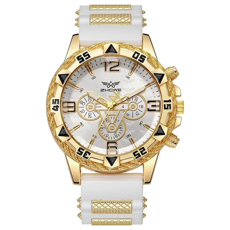 Men's Business Style Round Dial Quartz Watch With Alloy Case Silicone Strap - Image 7