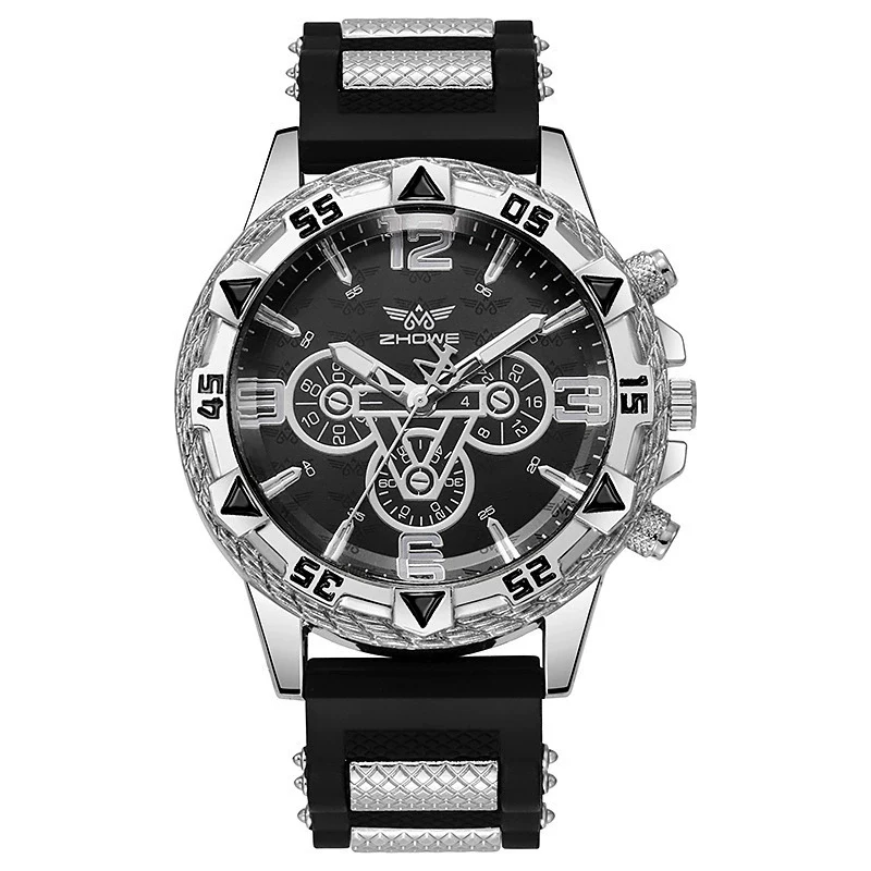 Men's Business Style Round Dial Quartz Watch With Alloy Case Silicone Strap - Image 9