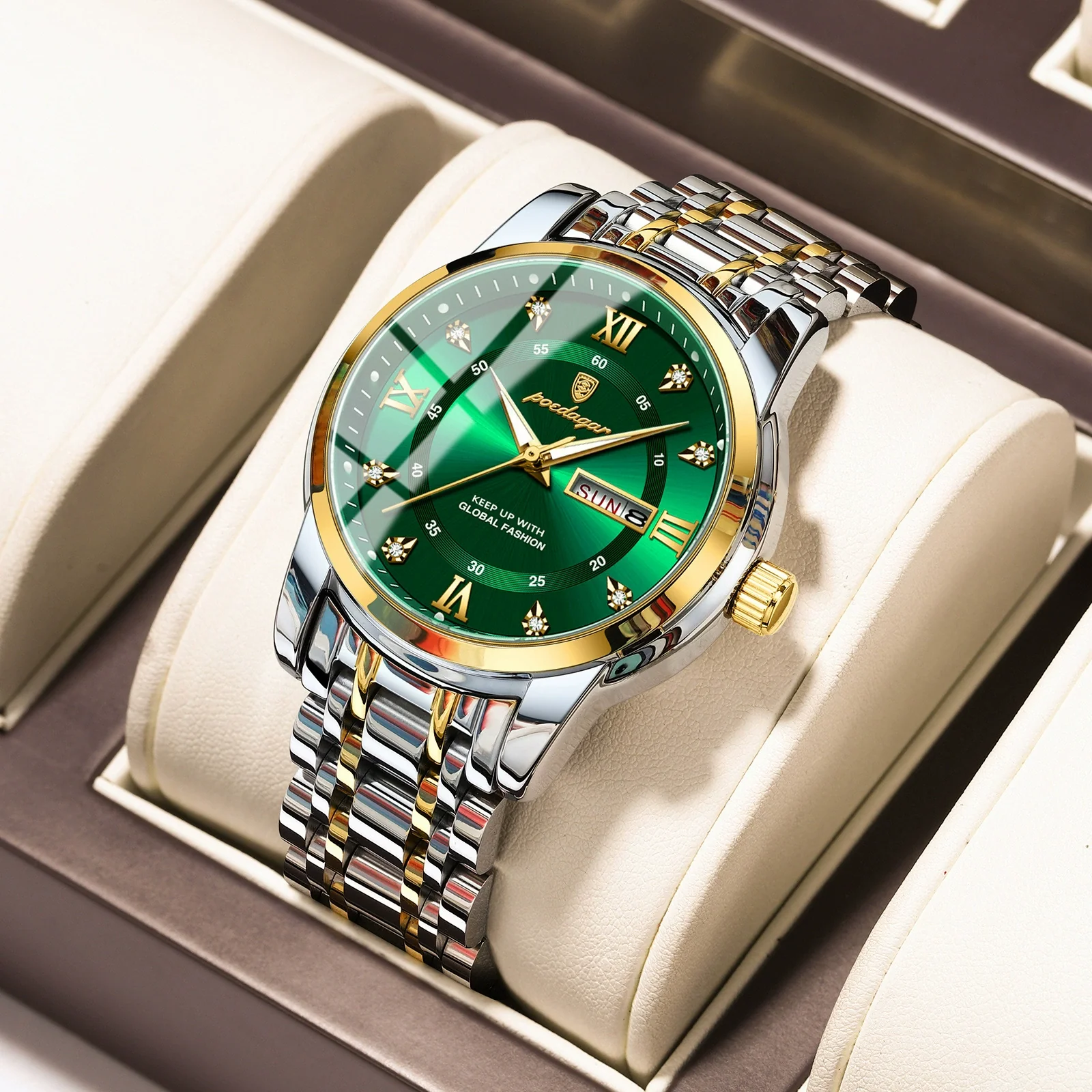 Men's Business Style Waterproof Alloy Case Stainless Steel Band Round Dial Sapphire Glass Mirror Quartz Watch - Image 14