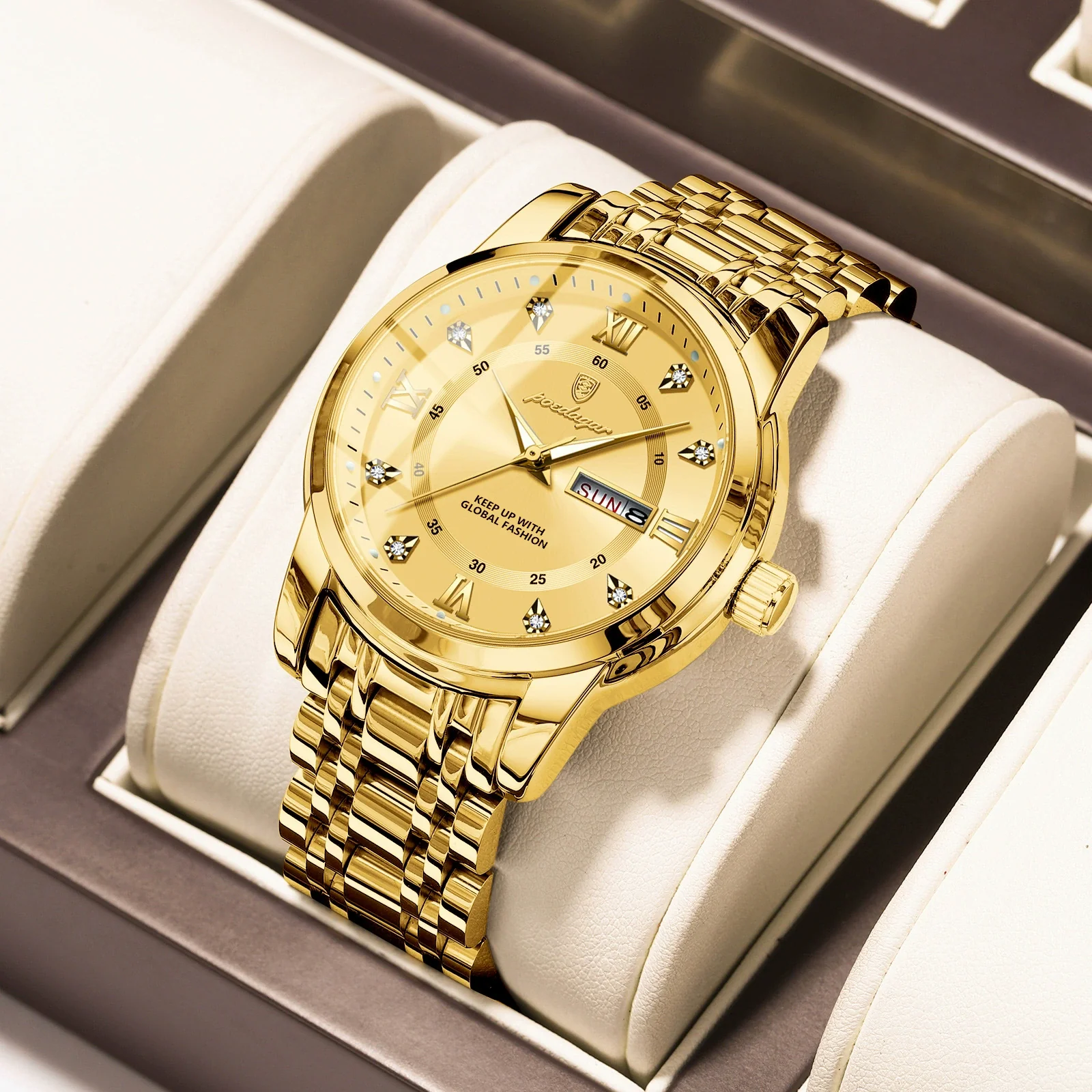 Men's Business Style Waterproof Alloy Case Stainless Steel Band Round Dial Sapphire Glass Mirror Quartz Watch - Image 18