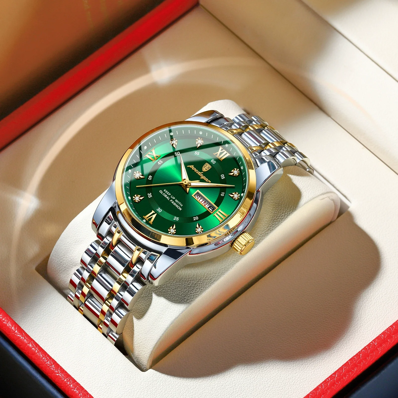 Men's Business Style Waterproof Alloy Case Stainless Steel Band Round Dial Sapphire Glass Mirror Quartz Watch - Image 5