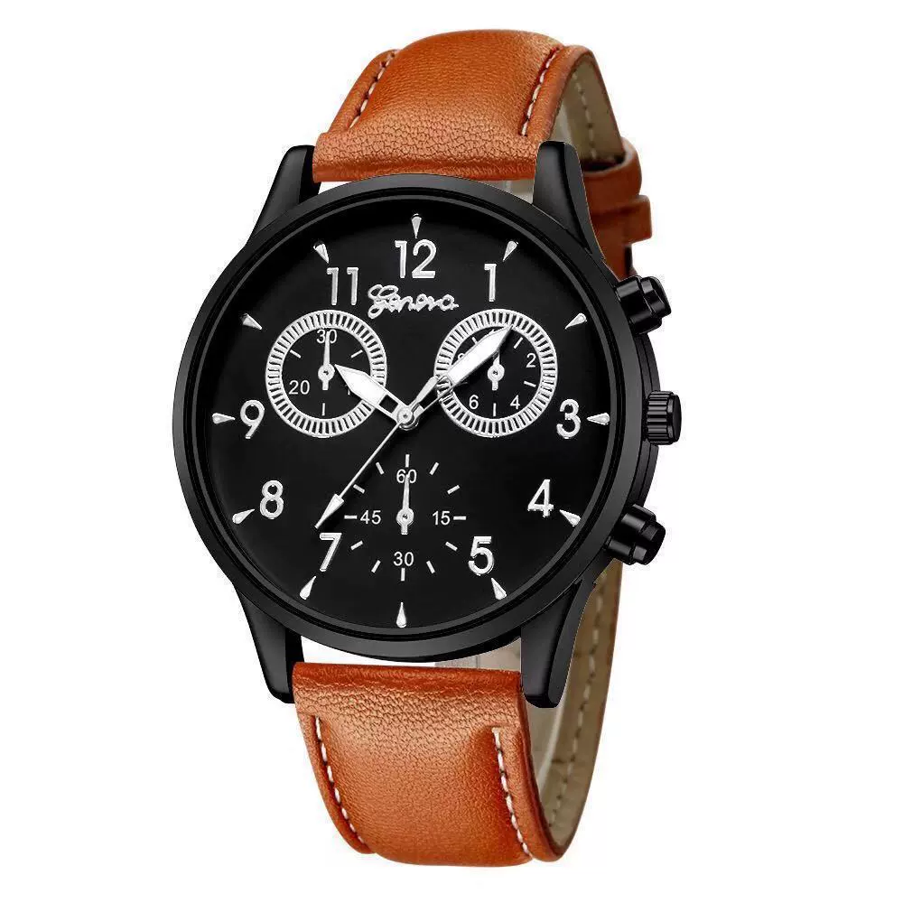 Men's Business Watch Alloy Case Imitation Leather Strap Stainless Steel Buckle Round Dial - Image 15