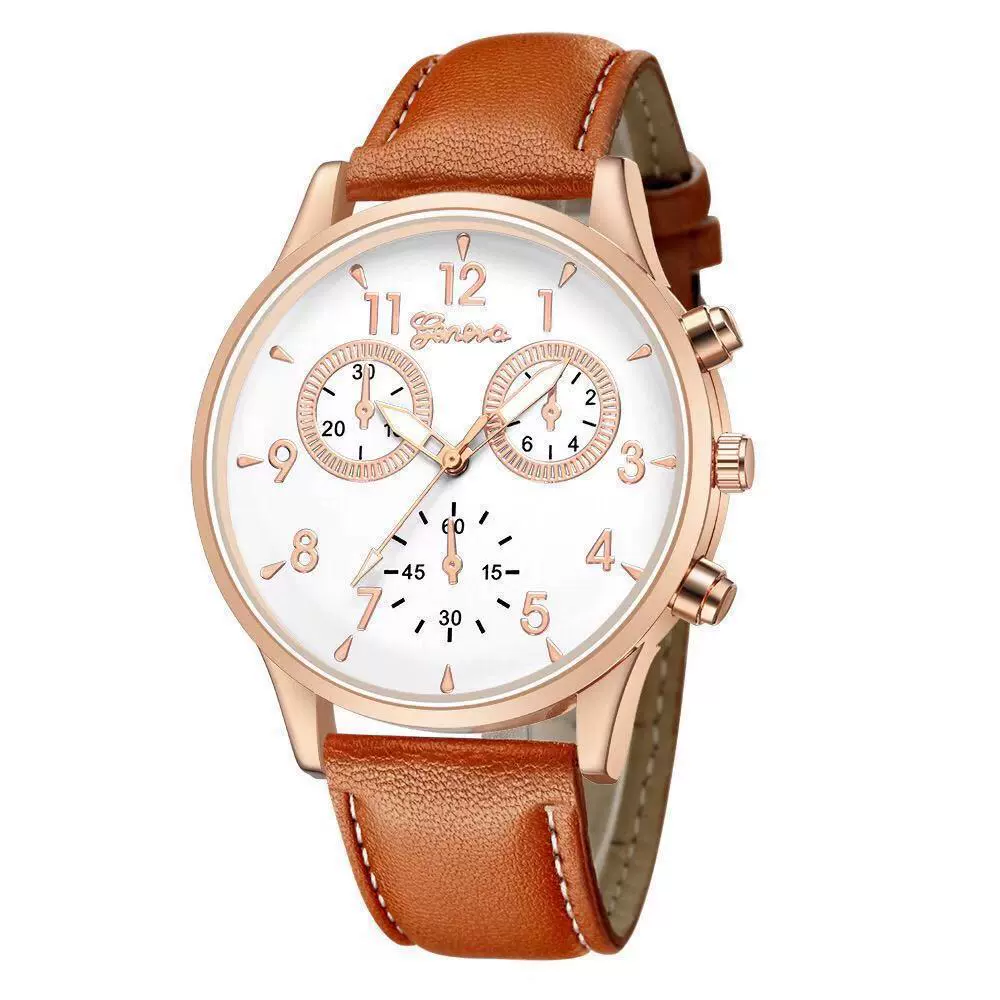 Men's Business Watch Alloy Case Imitation Leather Strap Stainless Steel Buckle Round Dial - Image 16