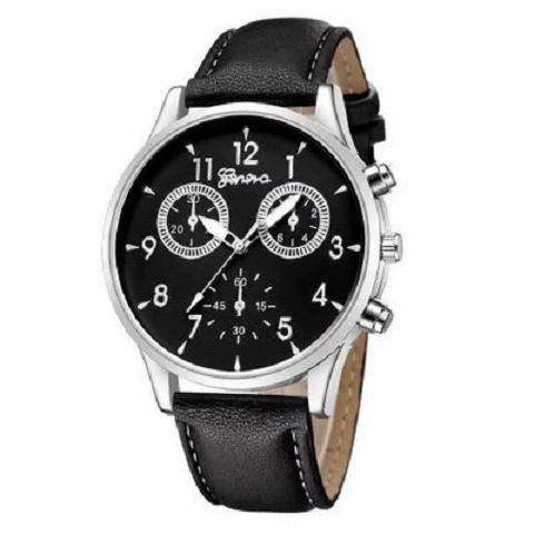 Men's Business Watch Alloy Case Imitation Leather Strap Stainless Steel Buckle Round Dial - Image 19