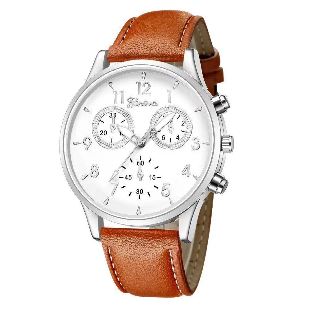 Men's Business Watch Alloy Case Imitation Leather Strap Stainless Steel Buckle Round Dial - Image 5
