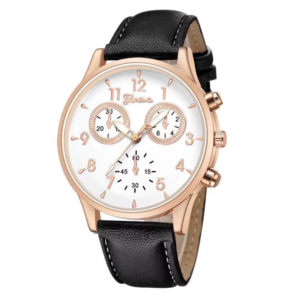 Men's Business Watch Alloy Case Imitation Leather Strap Stainless Steel Buckle Round Dial - Image 9