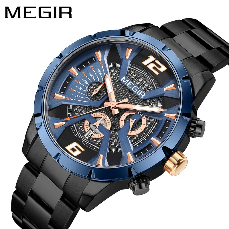 Men's Business Watch Alloy Case Stainless Steel Band Round Dial Mineral Strengthened Glass Mirror