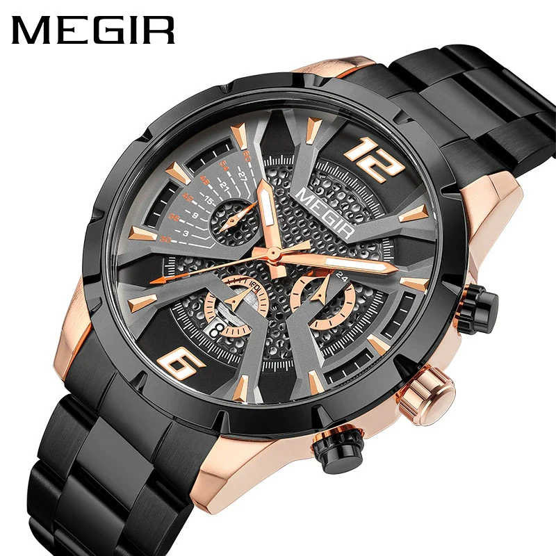Men's Business Watch Alloy Case Stainless Steel Band Round Dial Mineral Strengthened Glass Mirror - Image 3