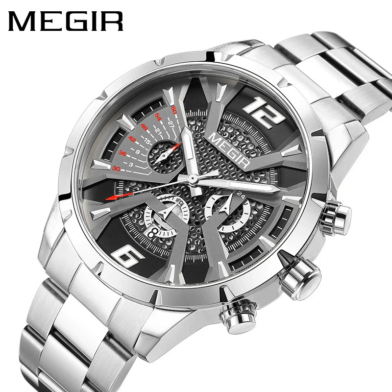 Men's Business Watch Alloy Case Stainless Steel Band Round Dial Mineral Strengthened Glass Mirror - Image 4
