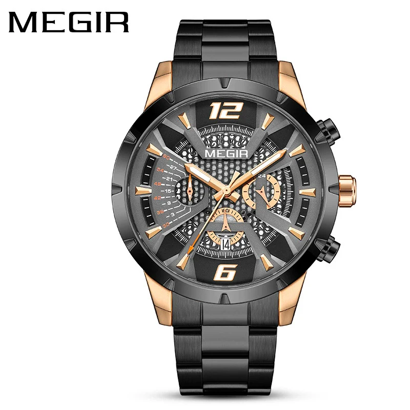 Men's Business Watch Alloy Case Stainless Steel Band Round Dial Mineral Strengthened Glass Mirror - Image 6