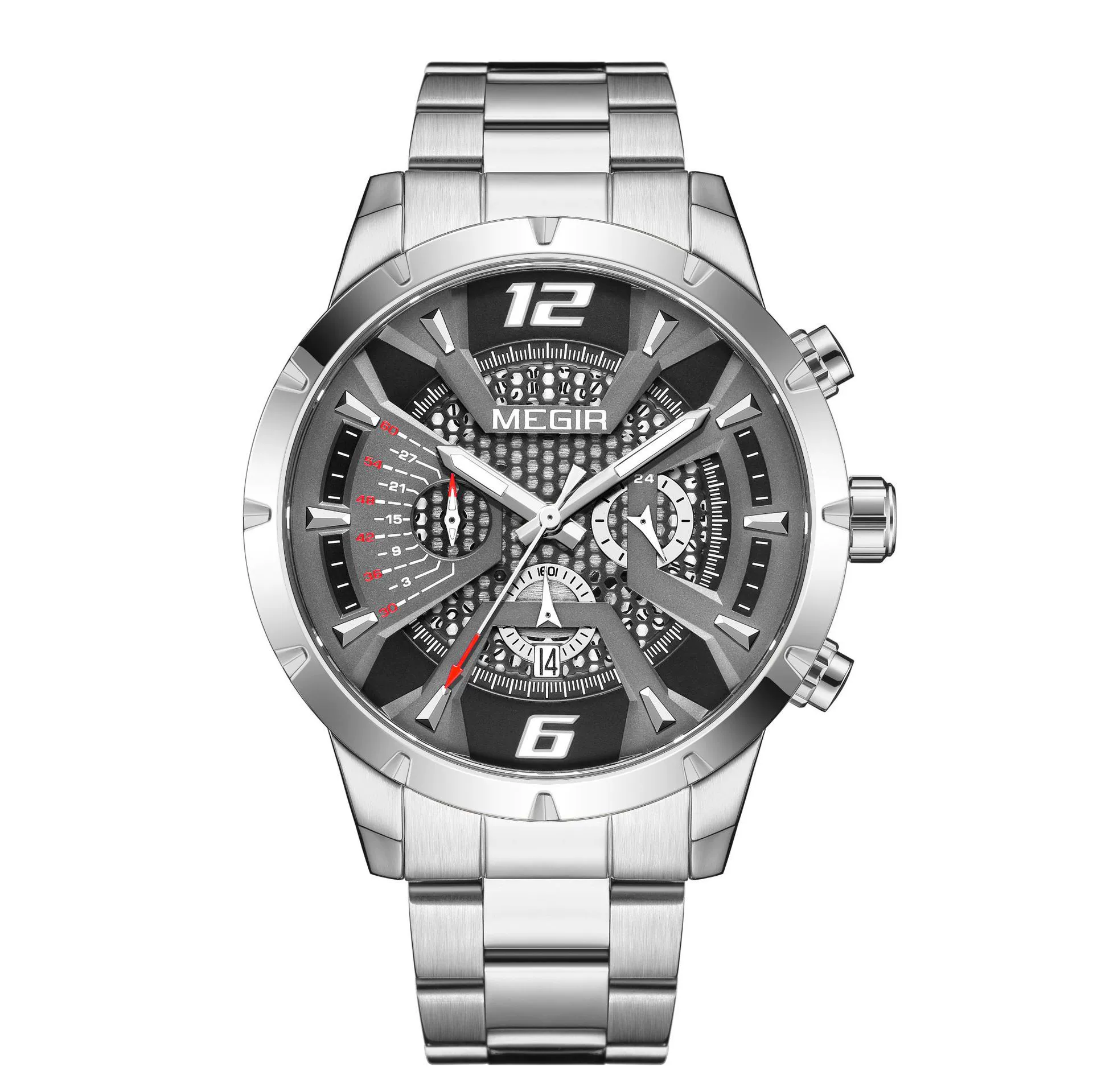 Men's Business Watch Alloy Case Stainless Steel Band Round Dial Mineral Strengthened Glass Mirror - Image 7