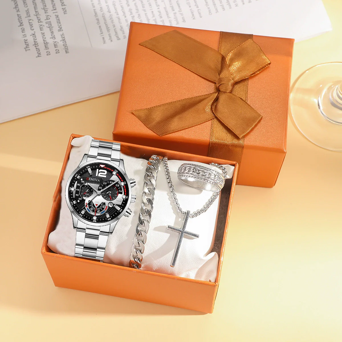Men's Casual Alloy And Stainless Steel Wrist Watch With Round Dial