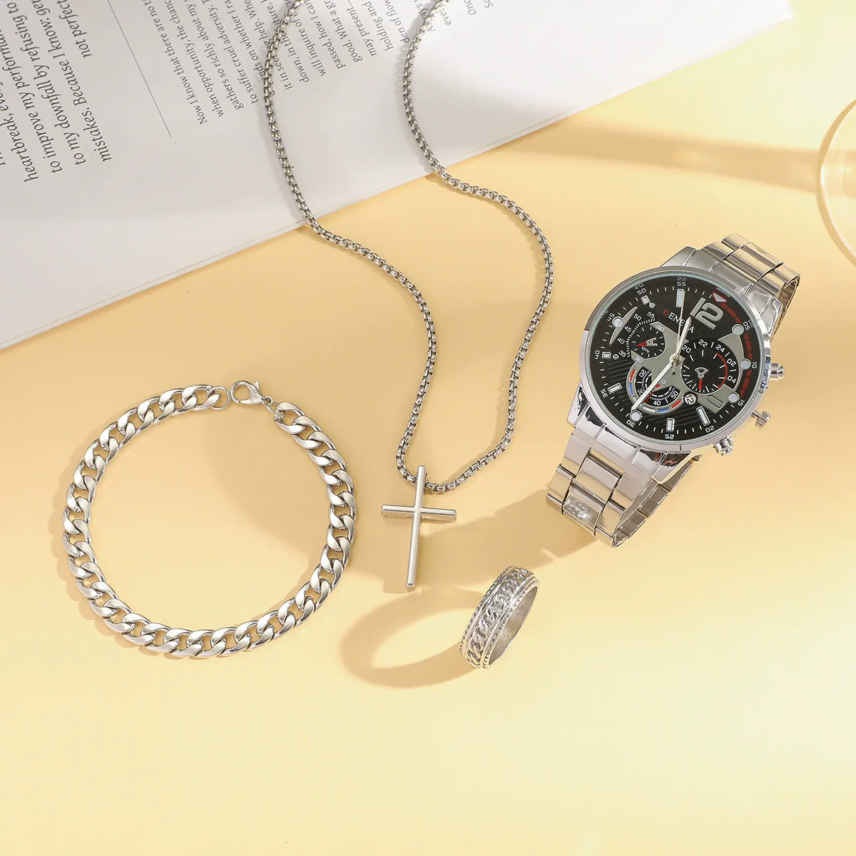 Men's Casual Alloy And Stainless Steel Wrist Watch With Round Dial - Image 4