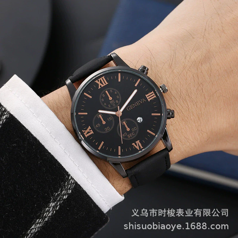 Men's Casual Alloy Case Quartz Belt Watches With Round Dial