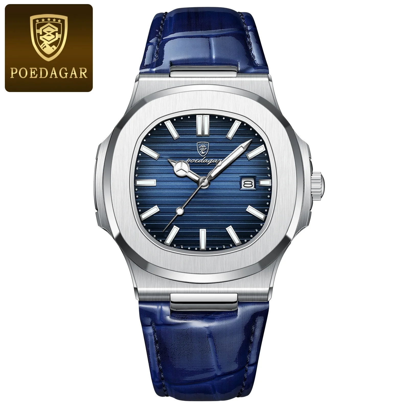 Men's Casual Alloy Leather Belt Square Dial Waterproof Luminous Quartz Watch