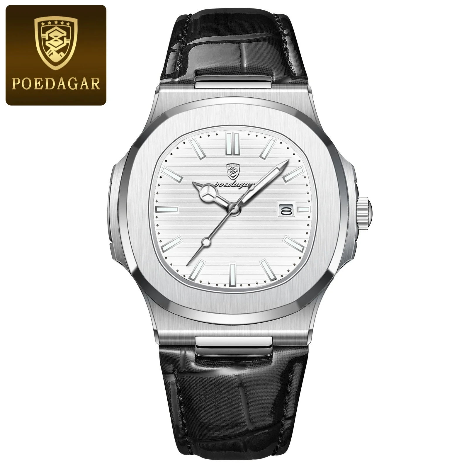 Men's Casual Alloy Leather Belt Square Dial Waterproof Luminous Quartz Watch - Image 4