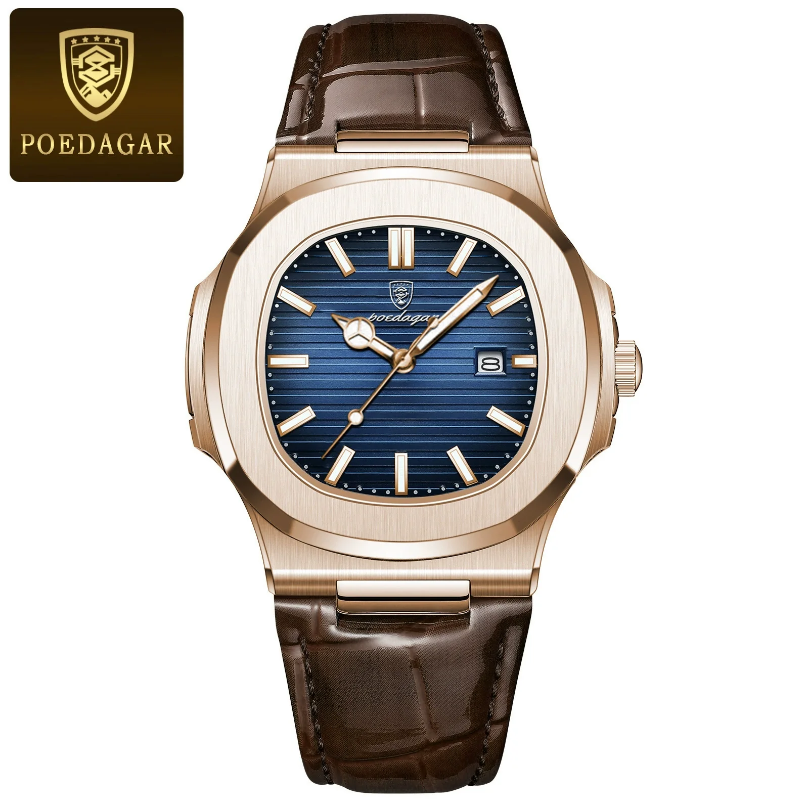 Men's Casual Alloy Leather Belt Square Dial Waterproof Luminous Quartz Watch - Image 6