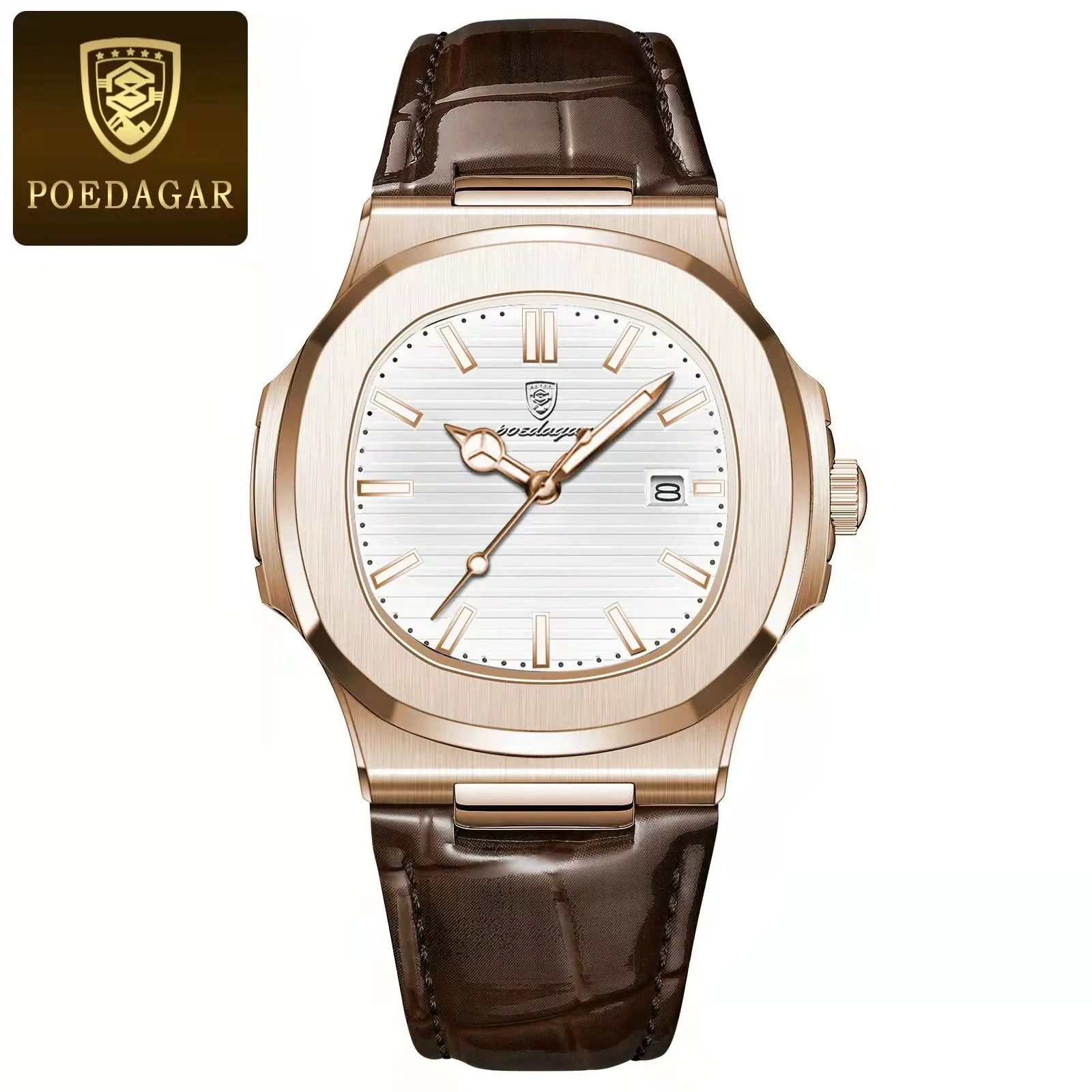 Men's Casual Alloy Leather Belt Square Dial Waterproof Luminous Quartz Watch - Image 8