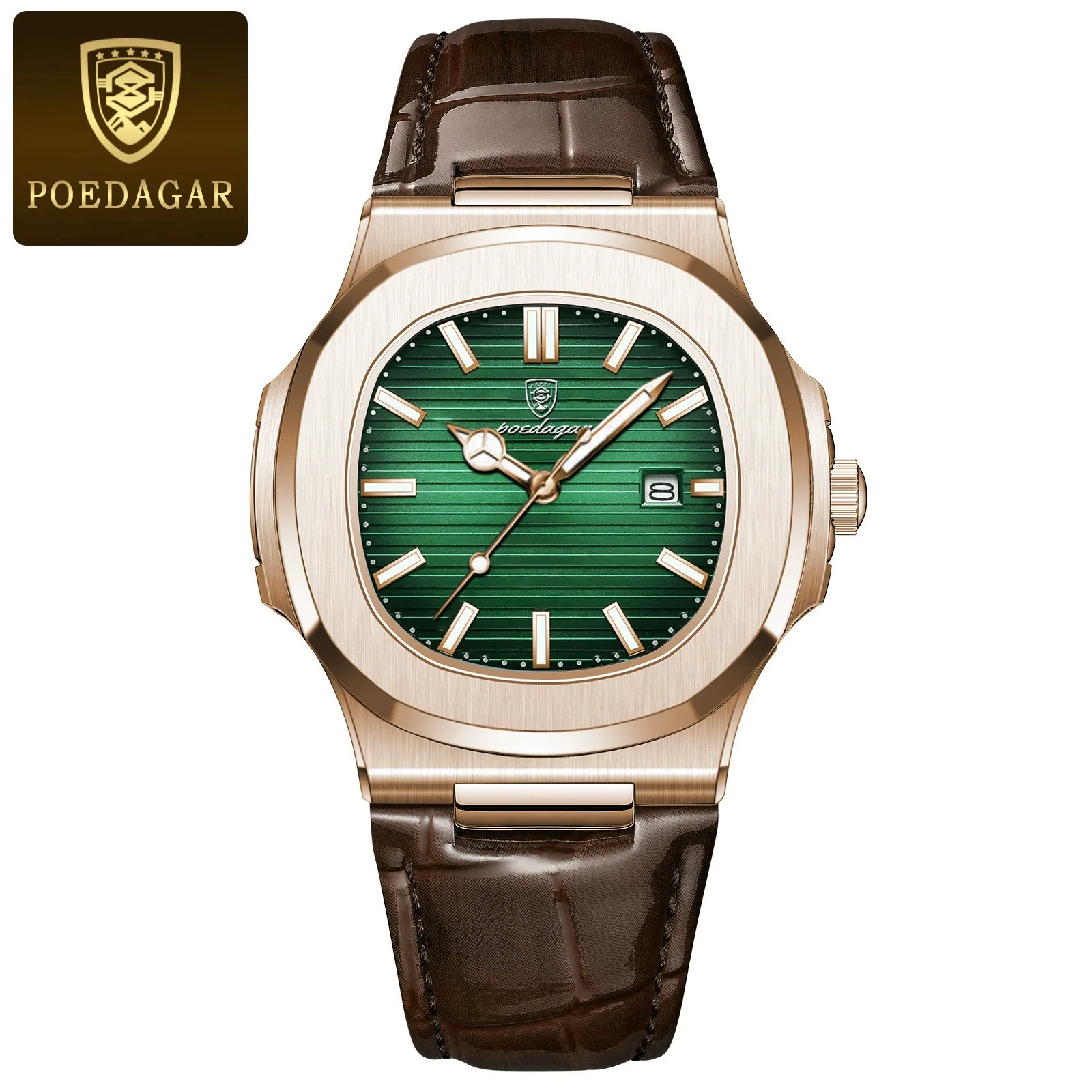 Men's Casual Alloy Leather Belt Square Dial Waterproof Luminous Quartz Watch - Image 9