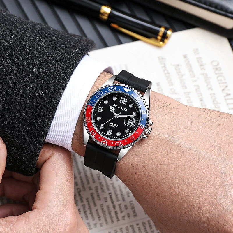 Men's Casual Automatic Mechanical Alloy Case Imitation Leather Strap Round Dial Watch - Image 4