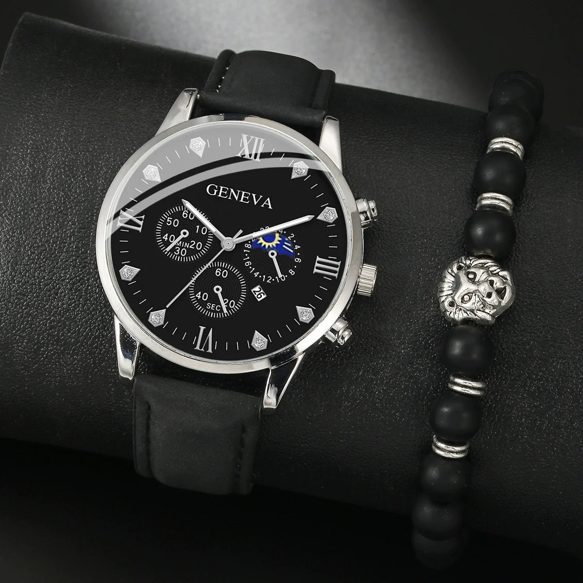 Men's Casual Fashion Quartz Watch And Belt Set With Alloy Case Imitation Leather Strap And Stainless Steel Clasp Round Dial - Image 9