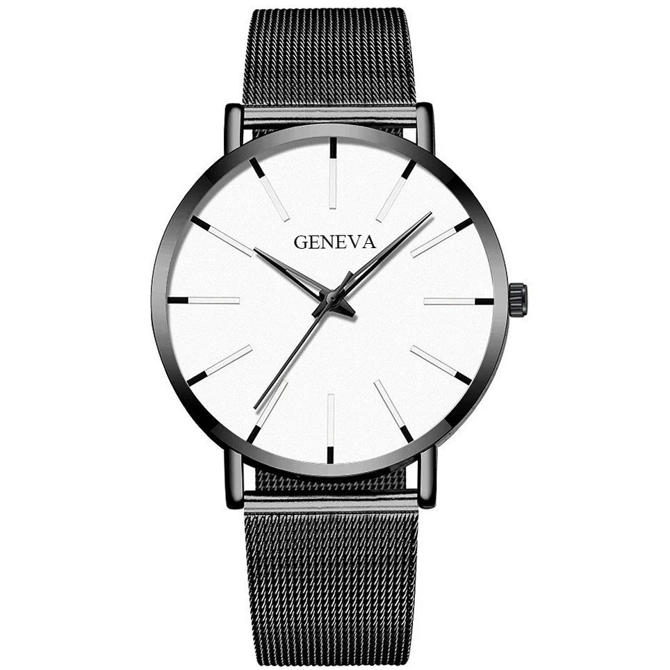 Men's Casual Mesh Quartz Watch Alloy Case Imitation Leather Strap Stainless Steel Buckle Round Dial Leisure Style - Image 9