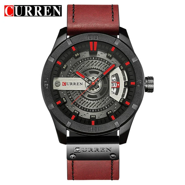 Men's Casual Metal Leather Quartz Watch With Round Dial - Image 6