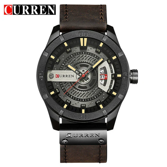 Men's Casual Metal Leather Quartz Watch With Round Dial - Image 8