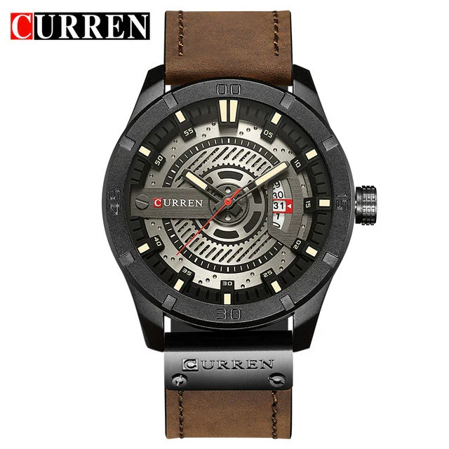 Men's Casual Metal Leather Quartz Watch With Round Dial - Image 9