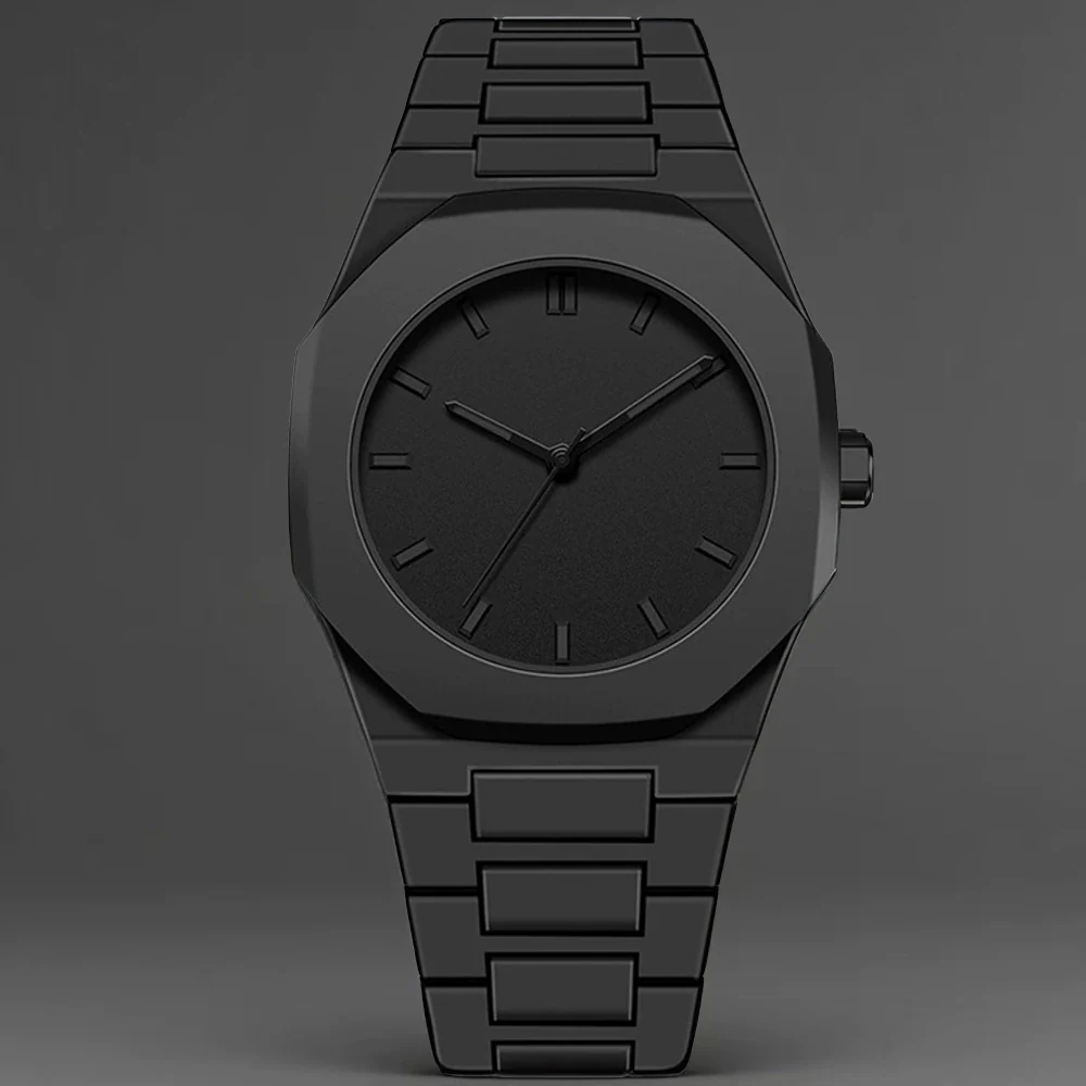 Men's Casual Quartz Watch Alloy Case Pvc Strap Stainless Steel Butterfly Buckle Round Dial - Image 8
