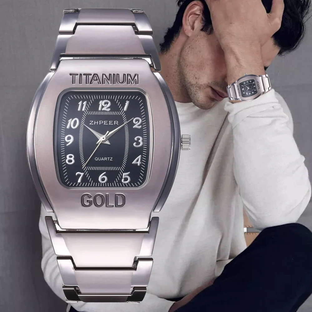 Men's Casual Quartz Watch Wine Barrel Shape Steel Band Alloy Case Stainless Steel Strap - Image 2