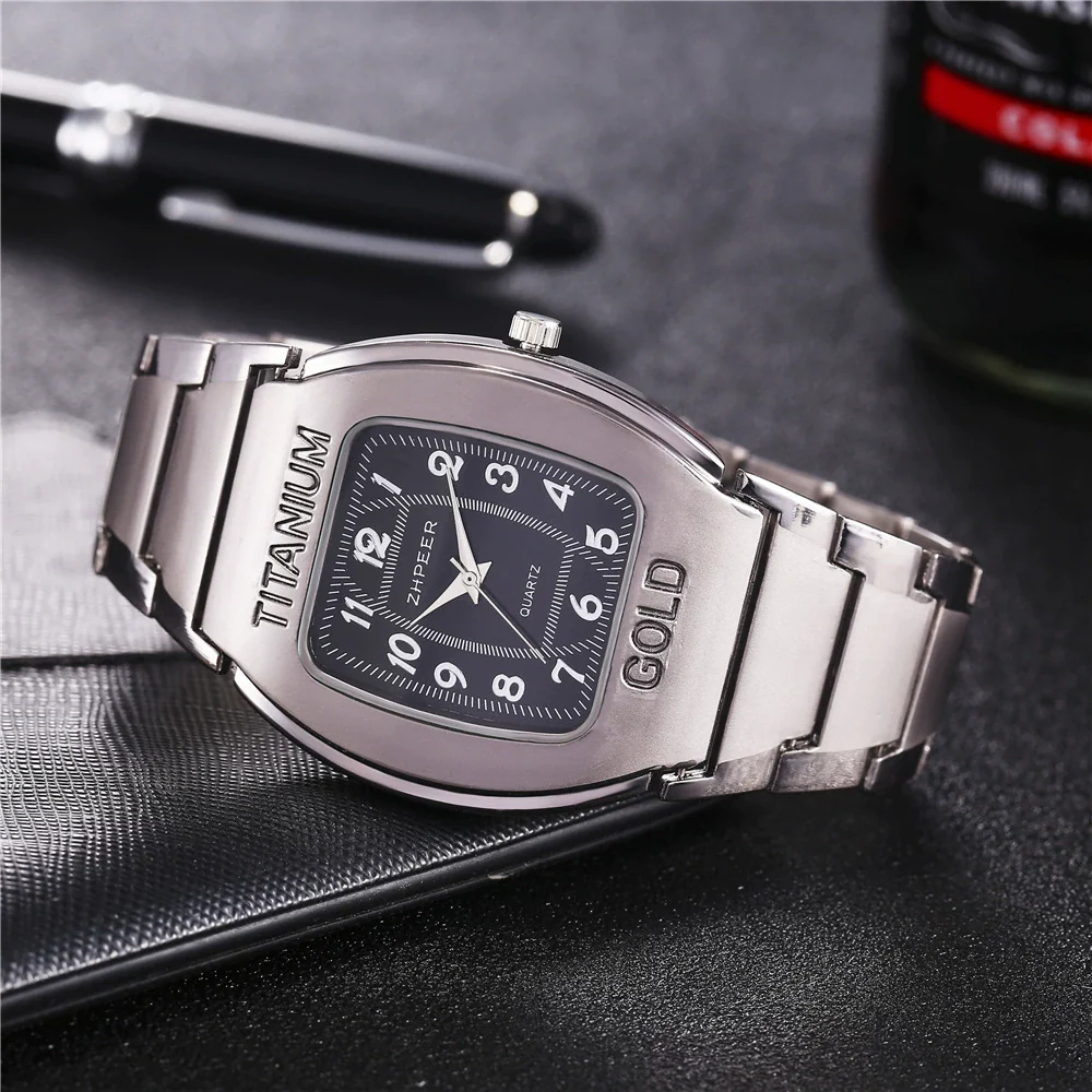 Men's Casual Quartz Watch Wine Barrel Shape Steel Band Alloy Case Stainless Steel Strap - Image 3