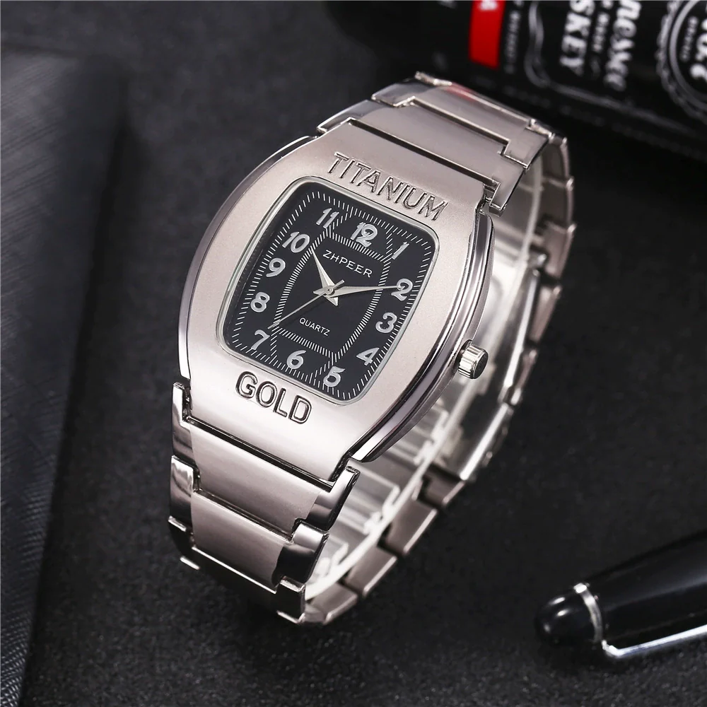 Men's Casual Quartz Watch Wine Barrel Shape Steel Band Alloy Case Stainless Steel Strap - Image 6