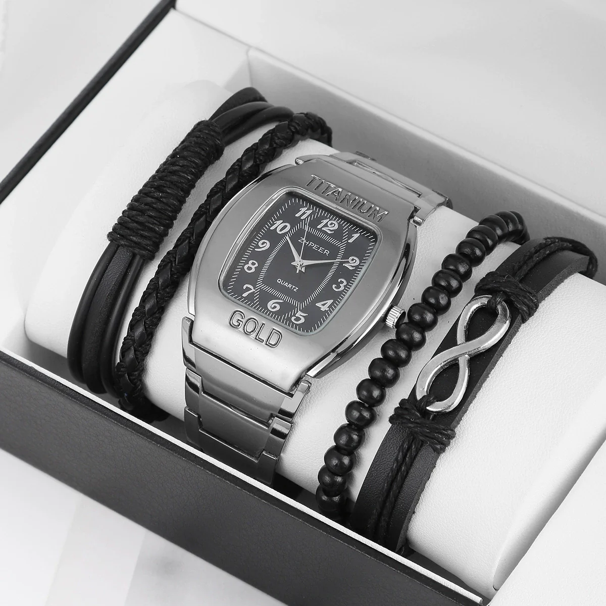 Men's Casual Quartz Watch Wine Barrel Shape Steel Band Alloy Case Stainless Steel Strap - Image 7