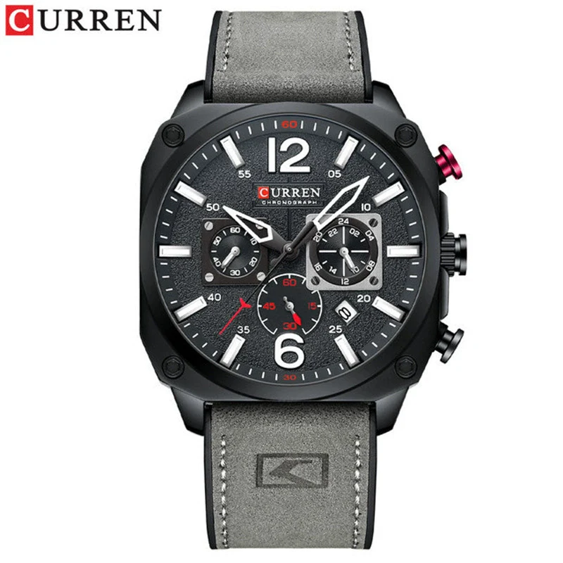 Men's Casual Stainless Steel Quartz Watch With Genuine Leather Strap And Round Dial - Image 7