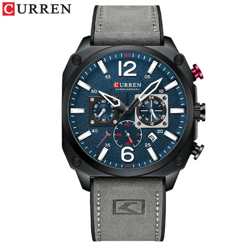 Men's Casual Stainless Steel Quartz Watch With Genuine Leather Strap And Round Dial - Image 9