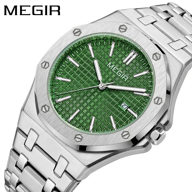 Men's Classic Business Alloy Case Stainless Steel Band Round Dial Waterproof Luminous Calendar Watch - Image 3
