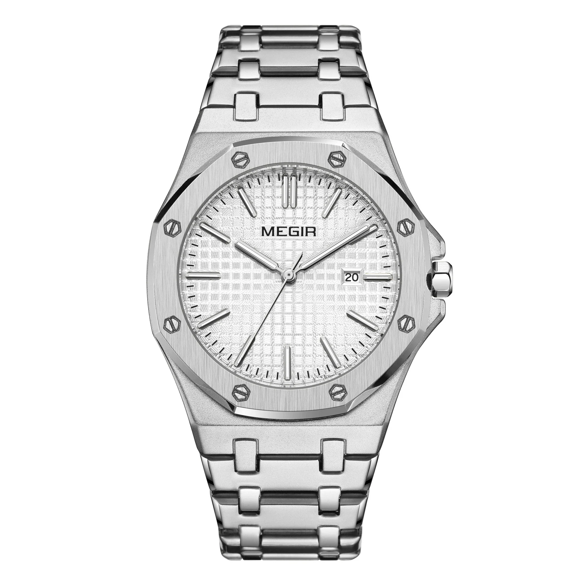 Men's Classic Business Alloy Case Stainless Steel Band Round Dial Waterproof Luminous Calendar Watch - Image 6