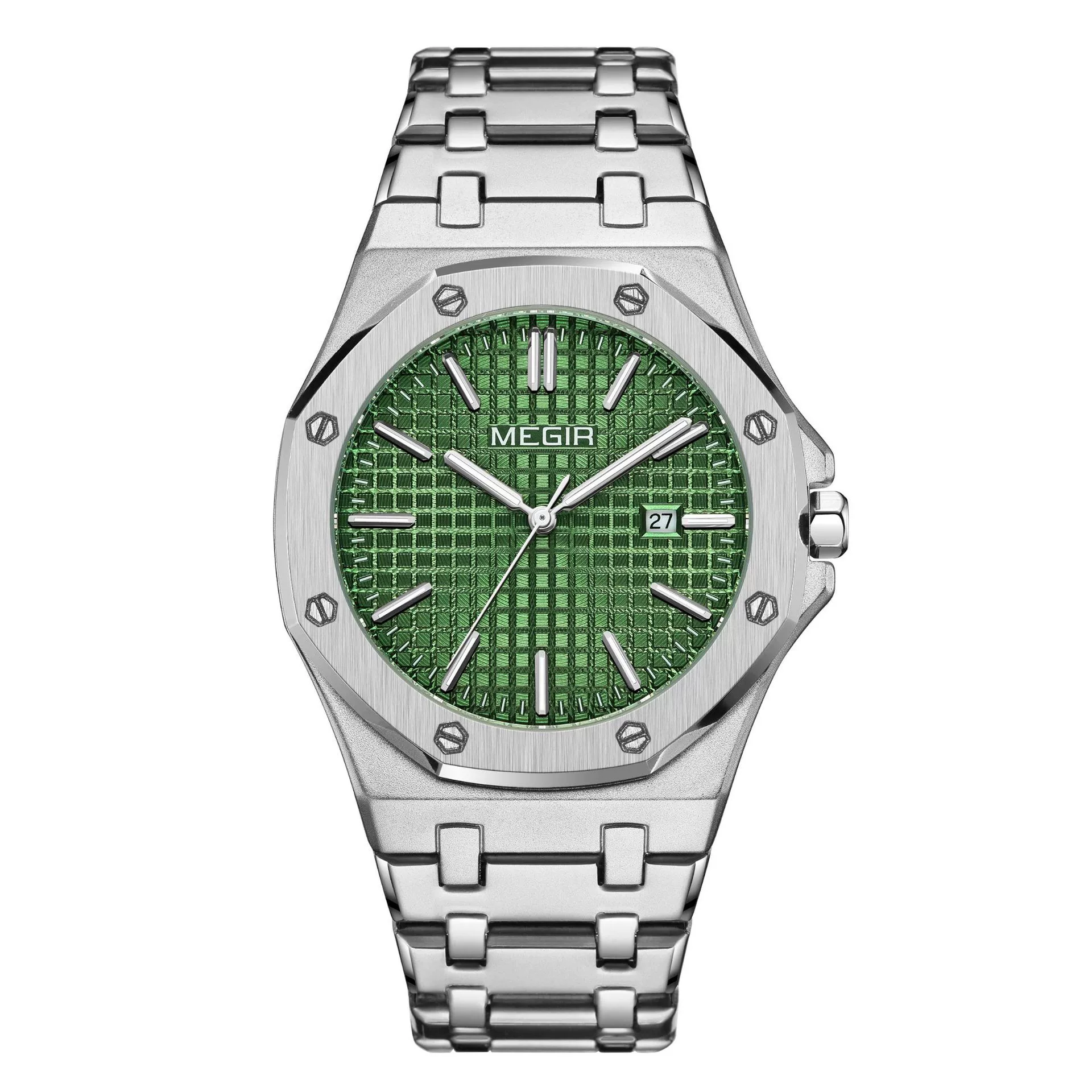 Men's Classic Business Alloy Case Stainless Steel Band Round Dial Waterproof Luminous Calendar Watch - Image 8