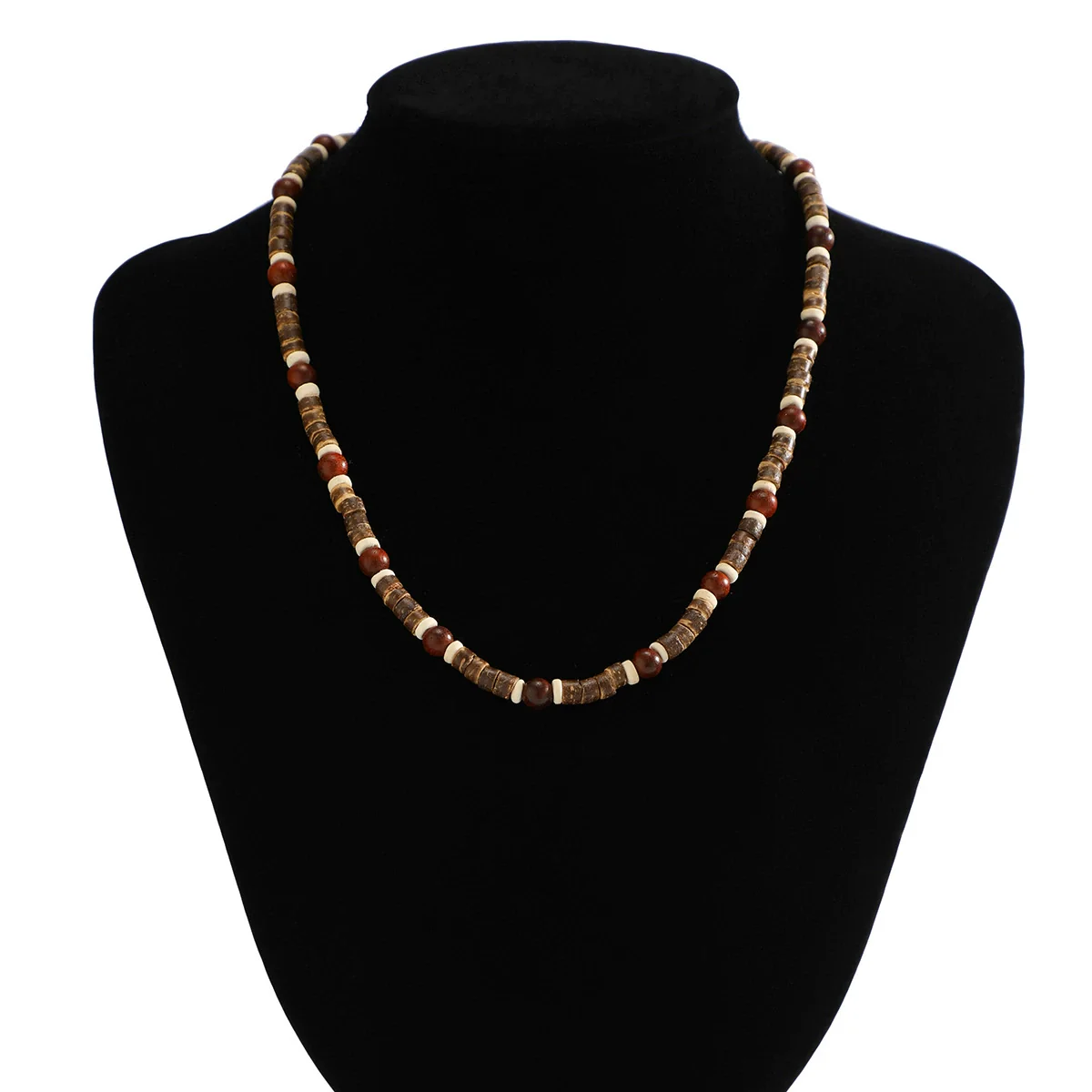 Men's Clavicle Chain Bohemian Style Handmade Wooden Beads Geometric Design - Image 6