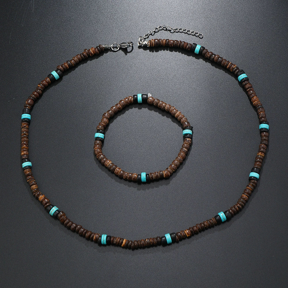 Men's Coconut Shell Handmade Beads Plant Flowers Clavicle Chain Necklace - Image 8